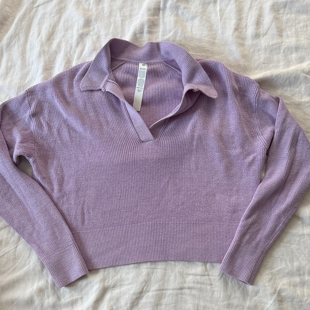 Lululemon cropped purple merino blend sweater